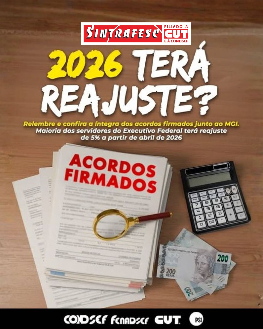 Maioria dos servidores do Executivo Federal terá reajuste de 5% a partir de abril de 2026