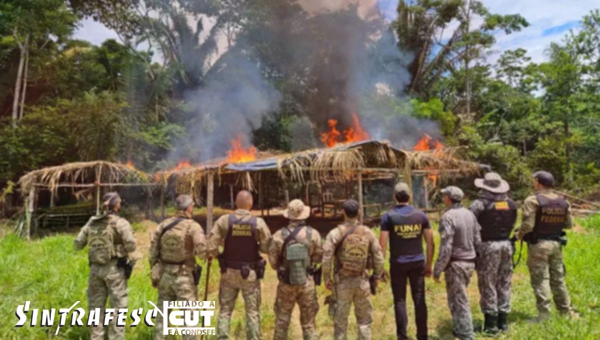 Policiais também destruíram barracas utilizadas pelos invasores 